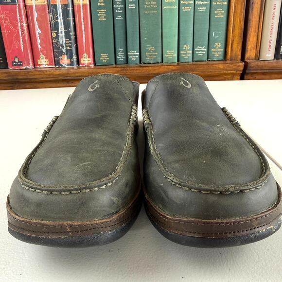 Olukai Men\'s Olive Slip On Leather \